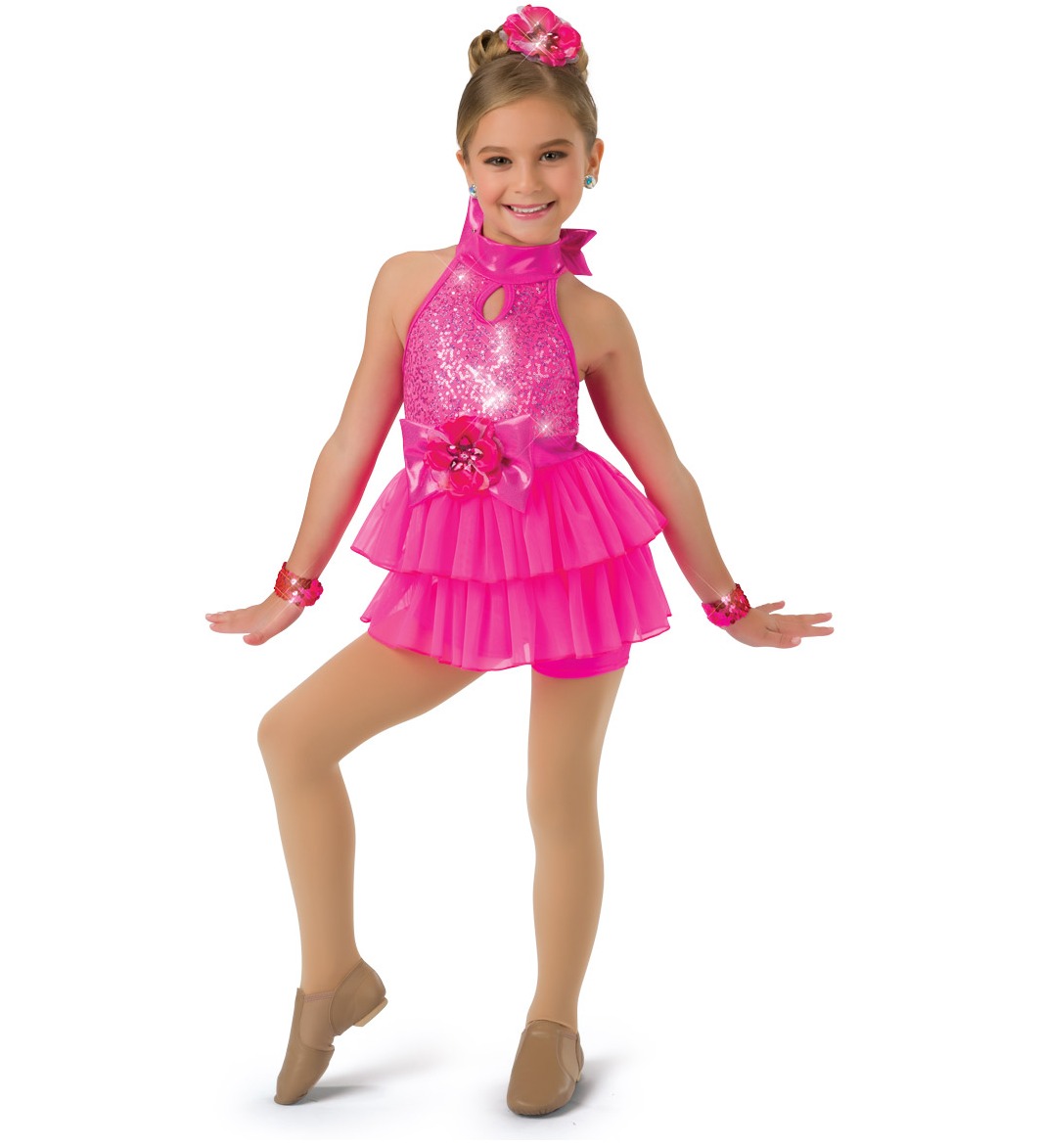 Elite Dance student in pink performance costume